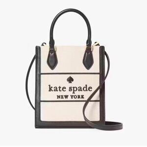 NWT KATE SPADE ELLIE MINI CANVAS TOTE / CROSSBODY black KK235 $329